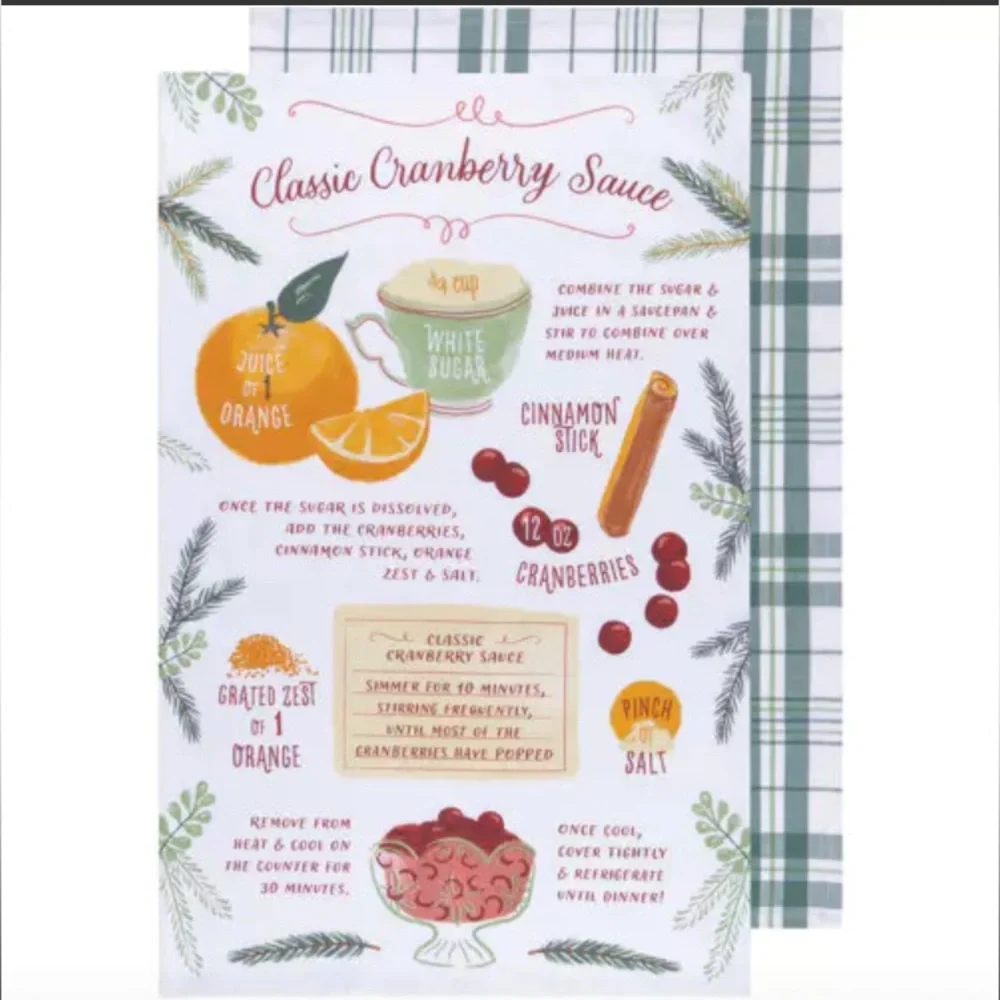 Cranberry Sauce Recipe Dish Towels - Set of 2